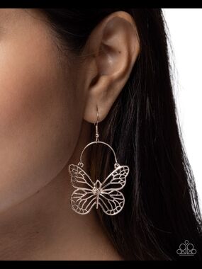Paparazzi Rose Gold Filigree Butterfly Hoop Earrings